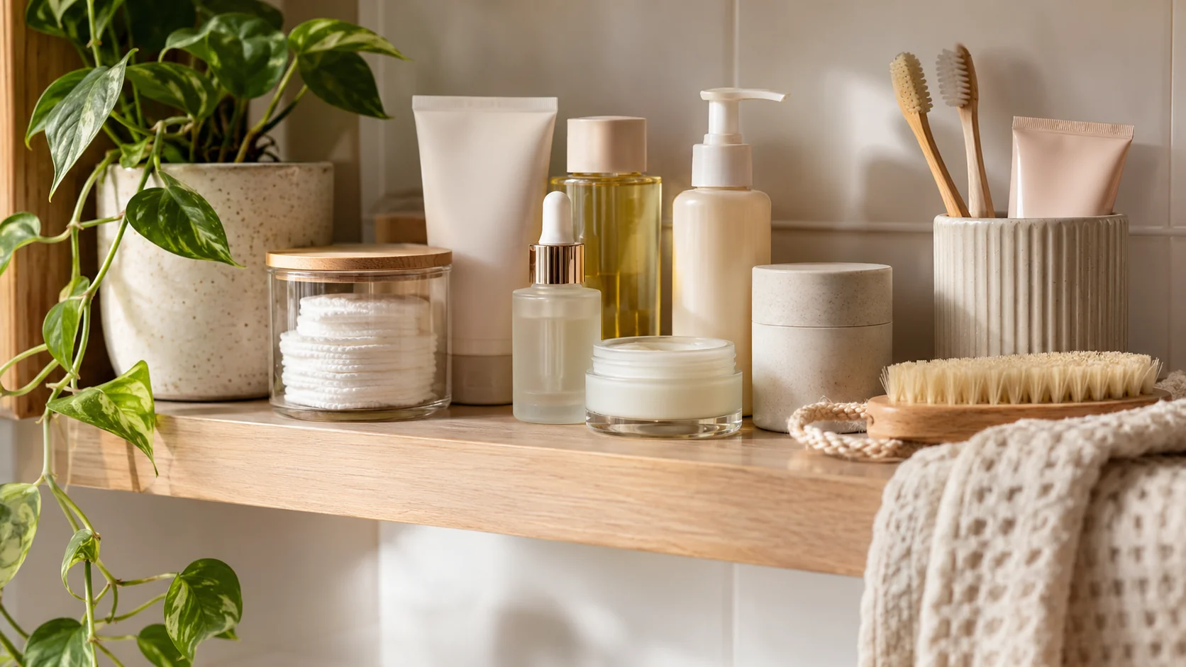 Imagen editorial de productos de belleza y cuidado capilar