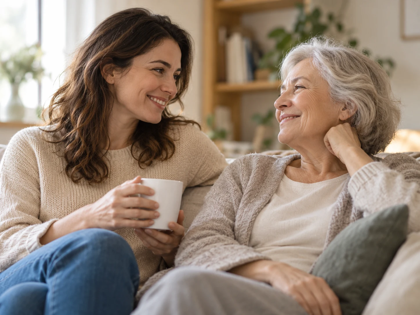 Dos generaciones compartiendo un momento en casa